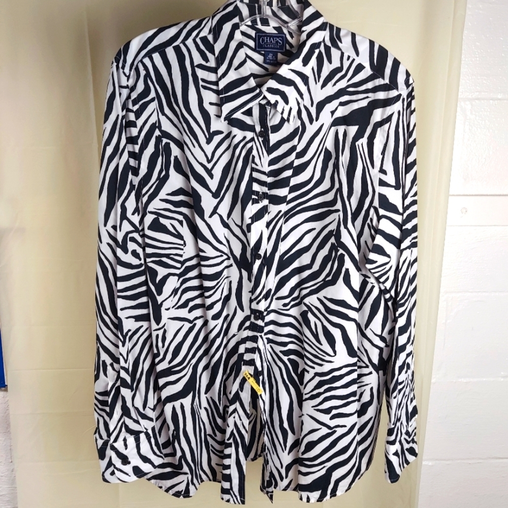 2X Cotton Animal Print Blouse